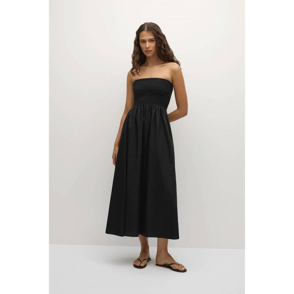 NEW FAITHFULL THE BRAND jamie midi dress in black